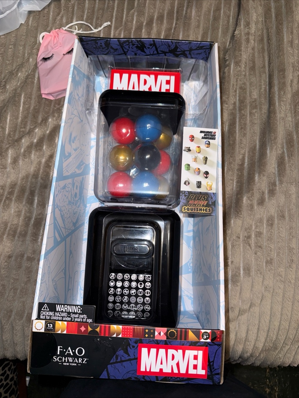 Marvel Black Capsule Machine with Red, Blue, Gold, Black Capsules